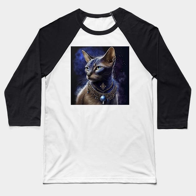 Abyssinian Cat Magic Baseball T-Shirt by Enchanted Reverie